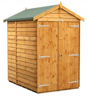 Power 6x4 Apex Garden Shed Overlap - Windowless Double Door